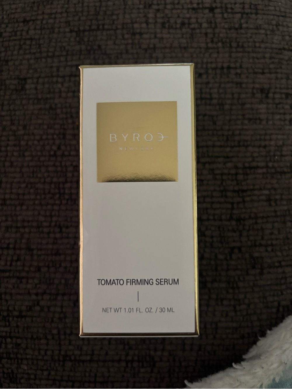 BYRO Tomato Firming Serum — White and Gold Serum Packaging